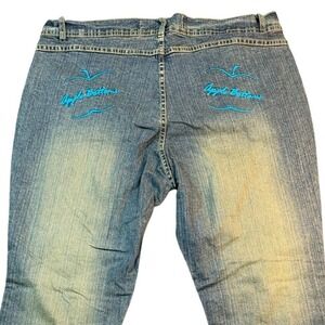 VTG Apple Bottoms Women Jeans Size 18W Distressed Bootcut Embroidered Blue NWT